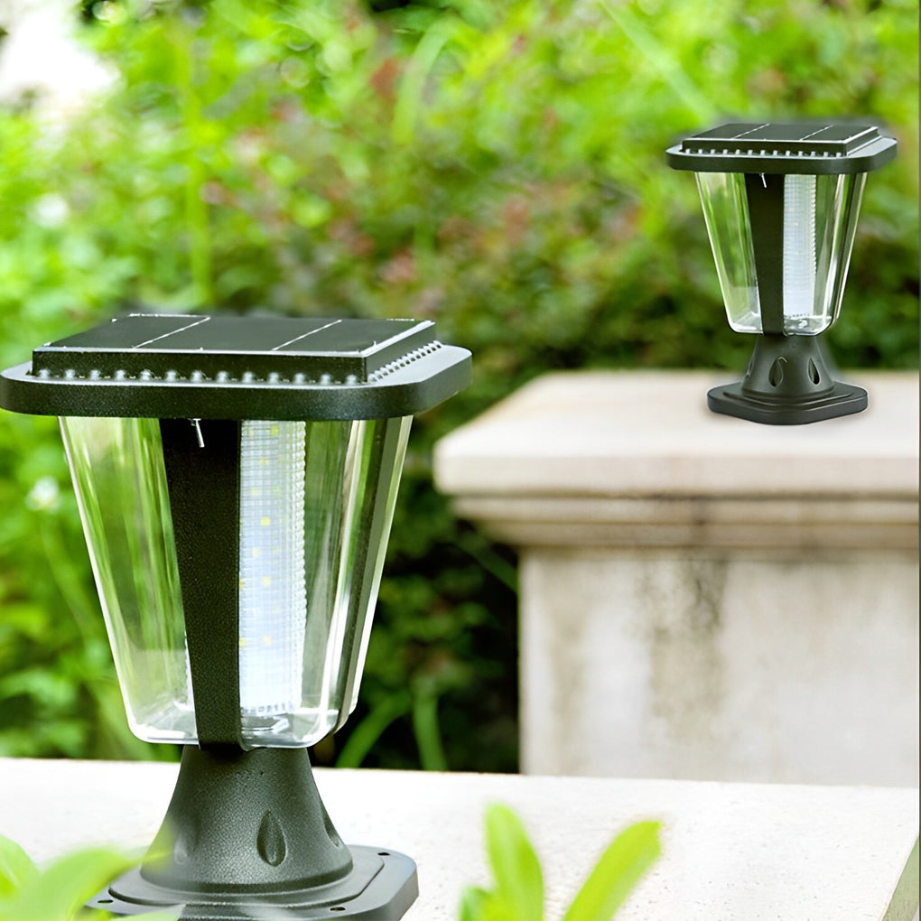 Modern Solar Motion Sensor Post Cap Light - Aluminum & Acrylic