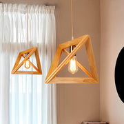 Geometric Wood Pendant Light - Modern Farmhouse Rustic Ceiling Fixture