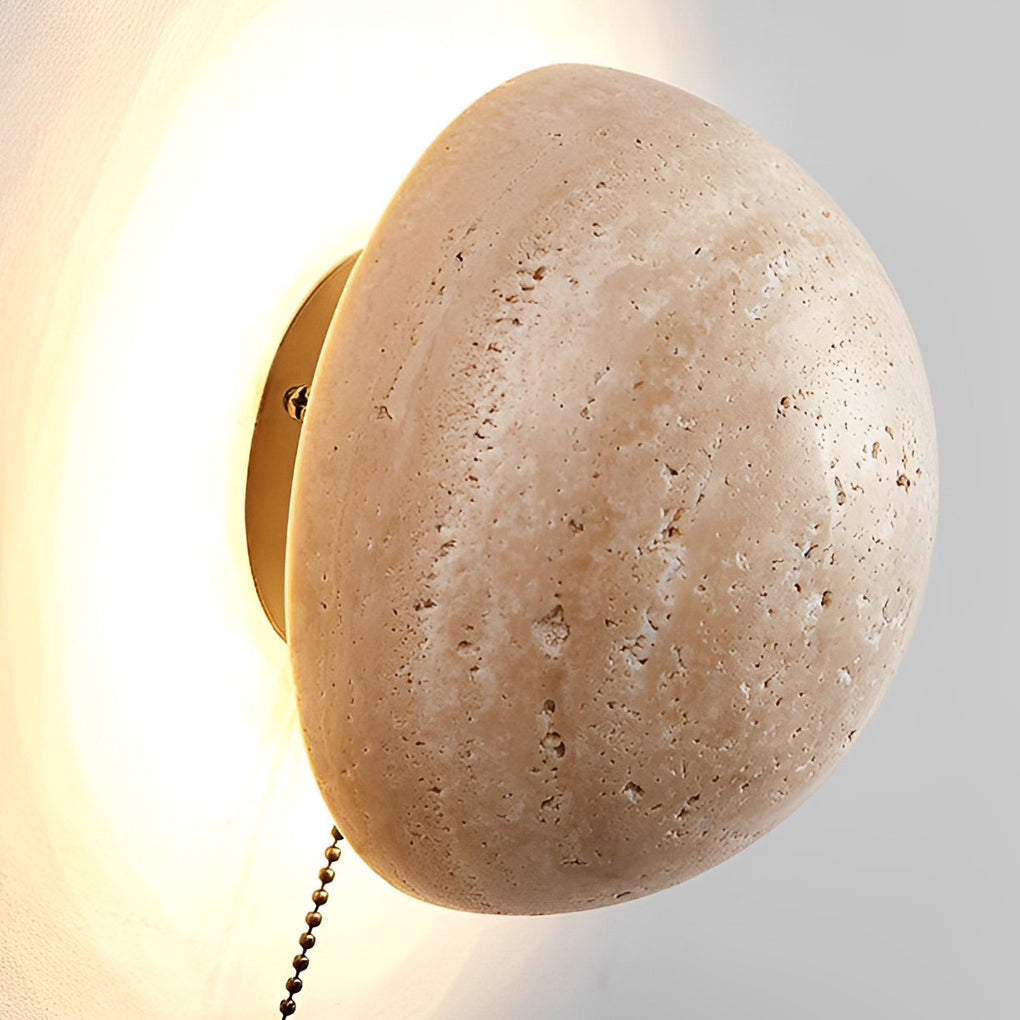Travertine Stone Round LED Wall Sconce Modern Minimalist Design