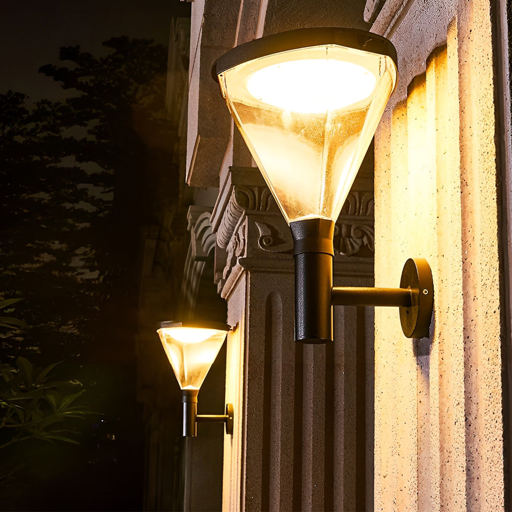 Modern Solar Outdoor Wall Light with Dual Color Temperature - Black