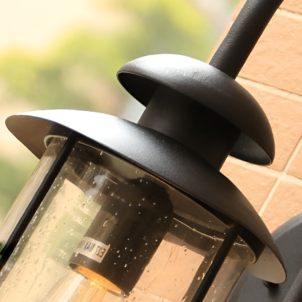 Industrial Glass Wall Sconce – Waterproof Black Outdoor Lighting