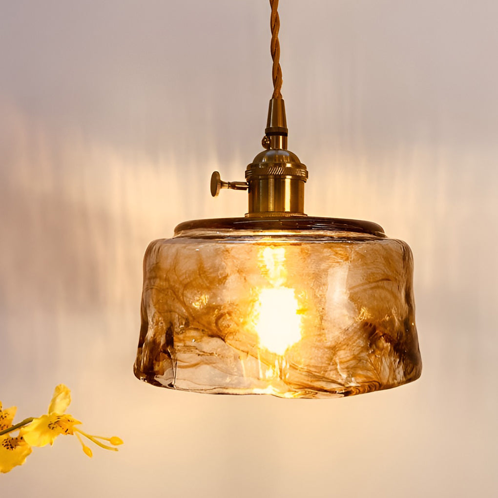 Modern Glass Pendant Light with Electroplated Metal Finish