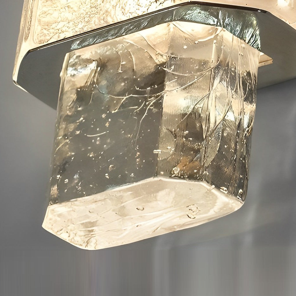 Modern Crystal Glass Wall Sconce with LED – Electroplated Gold Finish