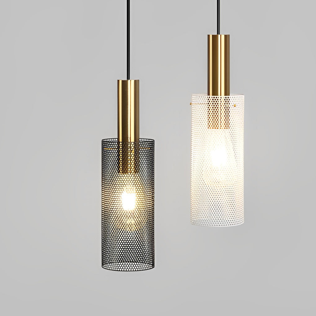 Modern Iron Grid Pendant Light - Cylindrical Minimalist Ceiling Lamp