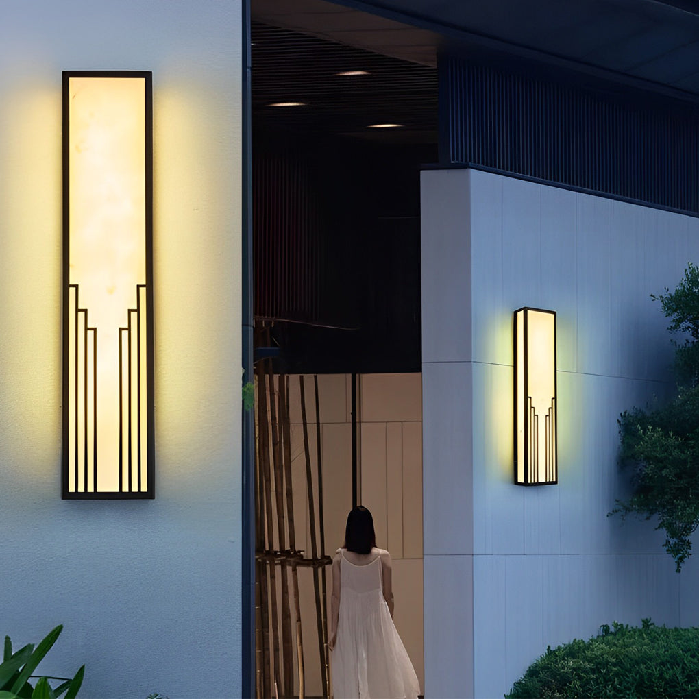 Modern Rectangular LED Outdoor Wall Light - Black Waterproof