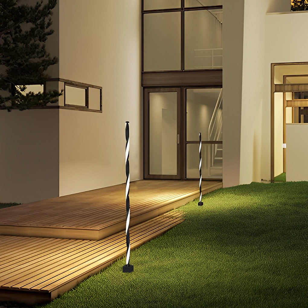 Linear Black LED Solar Path Lamp Modern Outdoor Landscape Lighting
