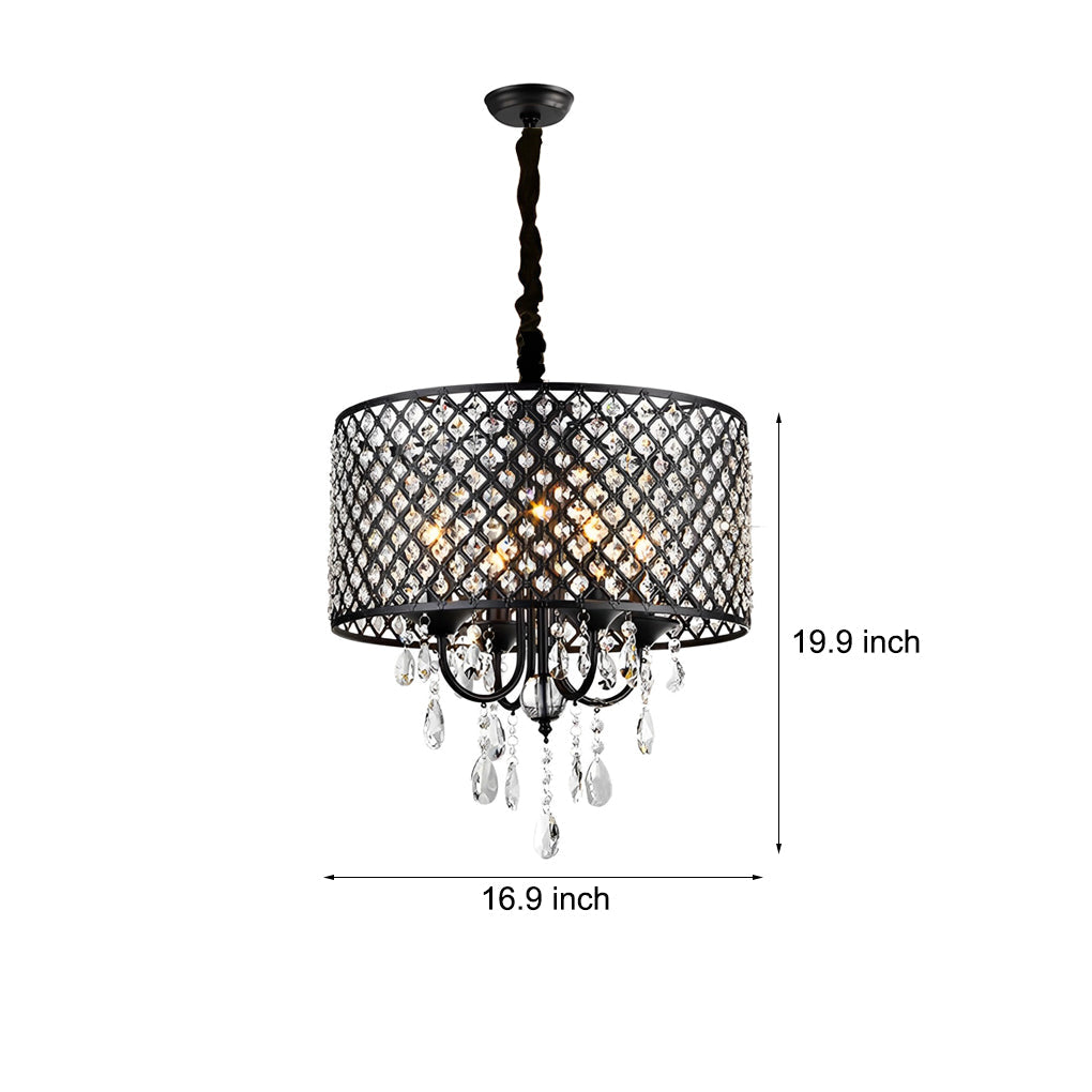 Crystal Iron Chandelier Mid-Century Modern Pendant Light