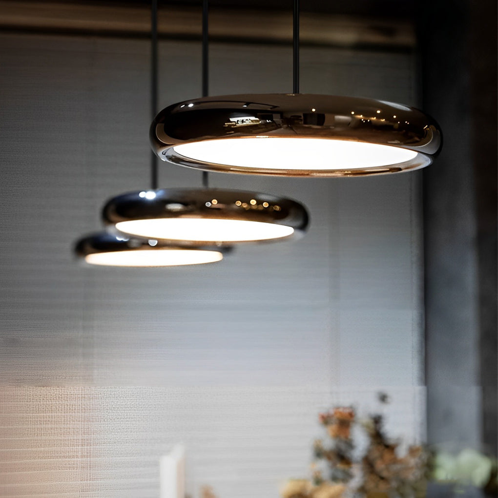 Round Mirrored Aluminum LED Pendant Light - Modern Minimalist