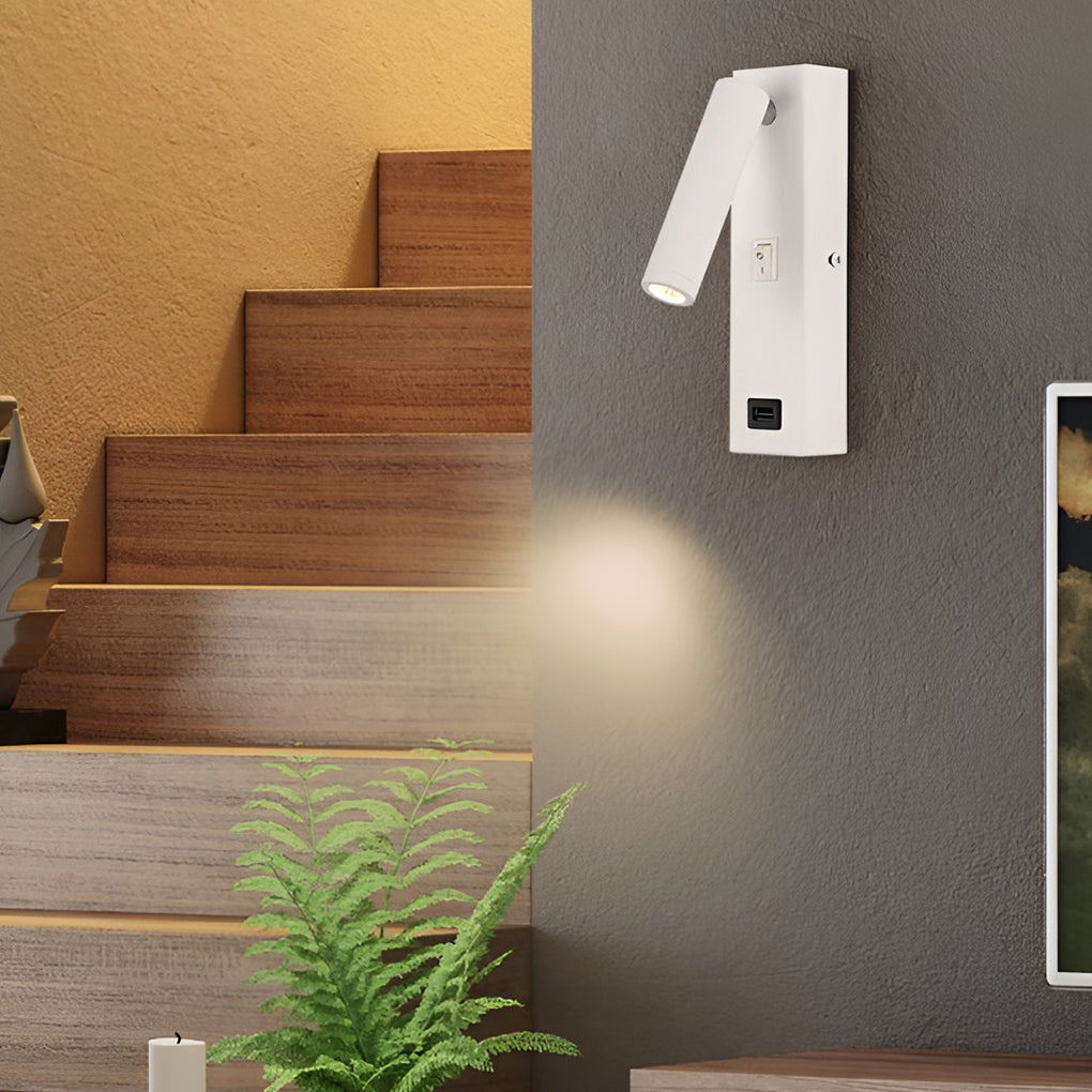 Rectangular LED Wall Lamp with Switch & USB Charging Port