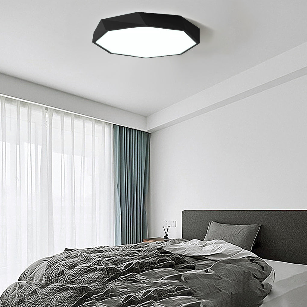 Modern Geometric LED Flush Mount Ceiling Light with Remote Control