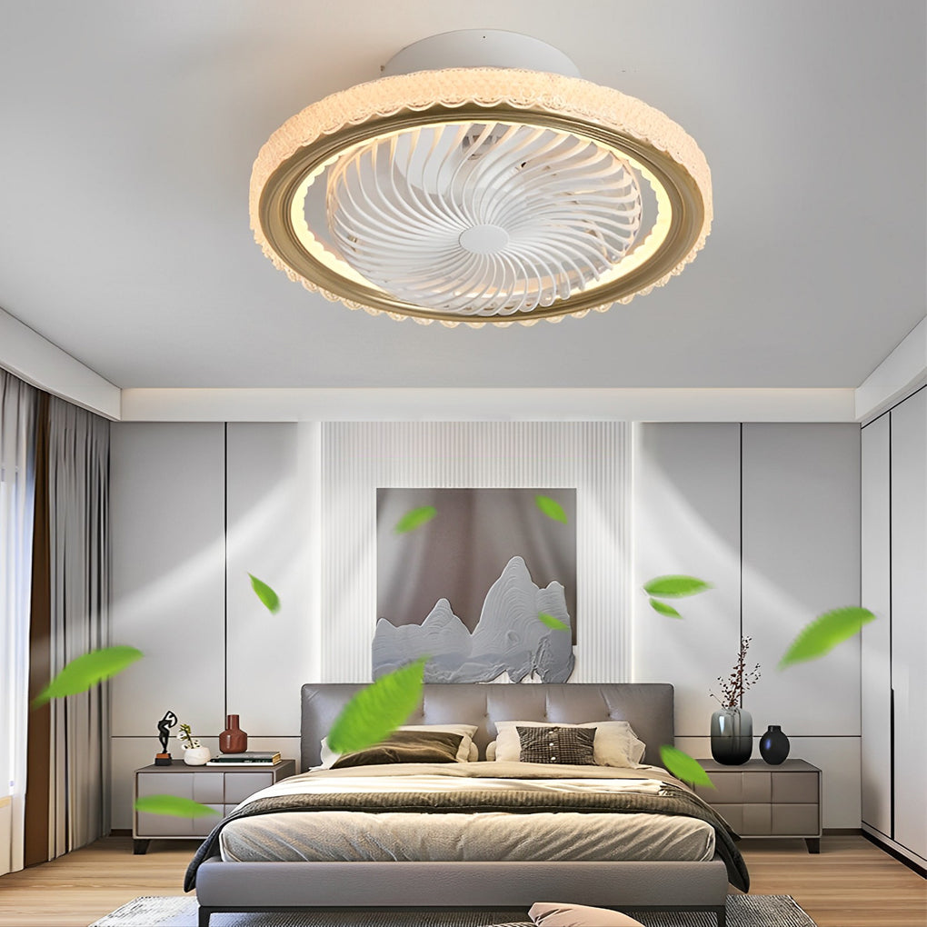 Modern Bladeless Ceiling Fan Light with Dimmable LED