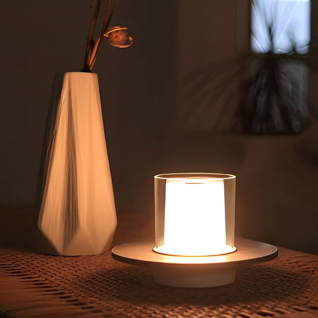 Cordless Cylinder Candle Table Lamp with Touch Dimming Control