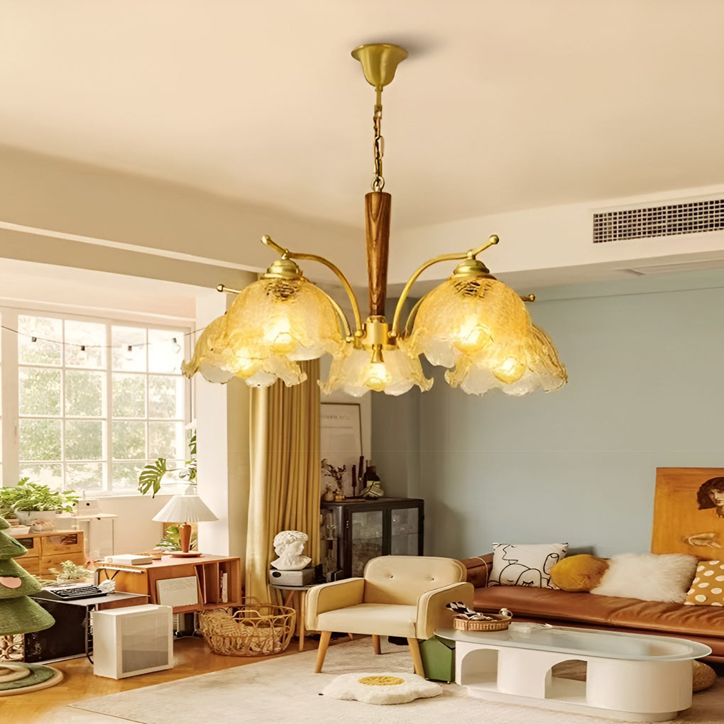 Cracked Glass Chandelier 3-Light Vintage Pendant Ceiling Lamp
