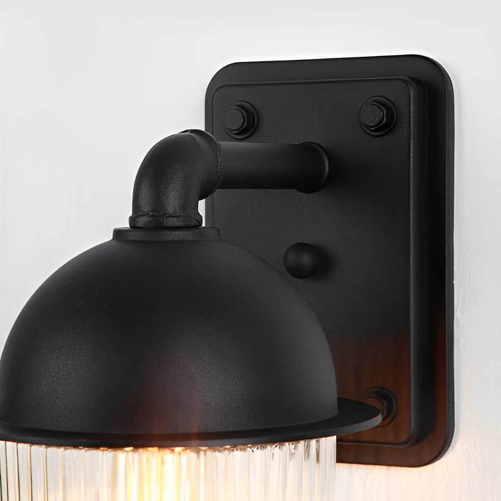Glass Ball Outdoor Wall Lamp - Matte Black Industrial Sconce