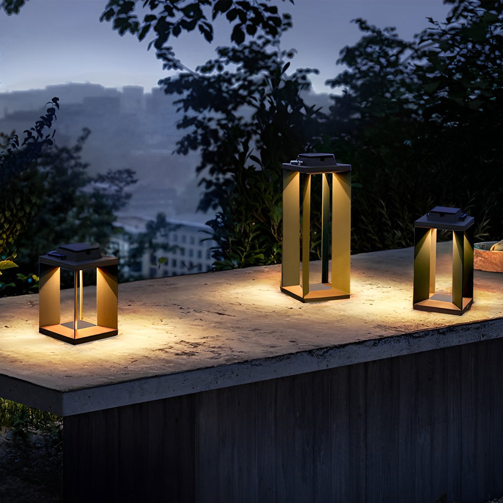 Modern Black Solar Outdoor Floor Lamp with LED - Waterproof