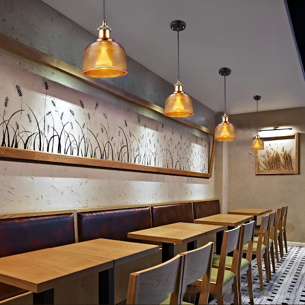 Electroplated Glass Bowl Pendant Light Modern Dining Lamp