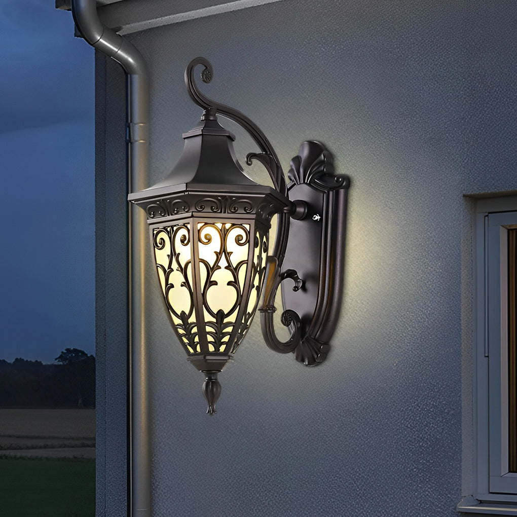 Solar Flower Pattern Outdoor Wall Lamp with Remote Control