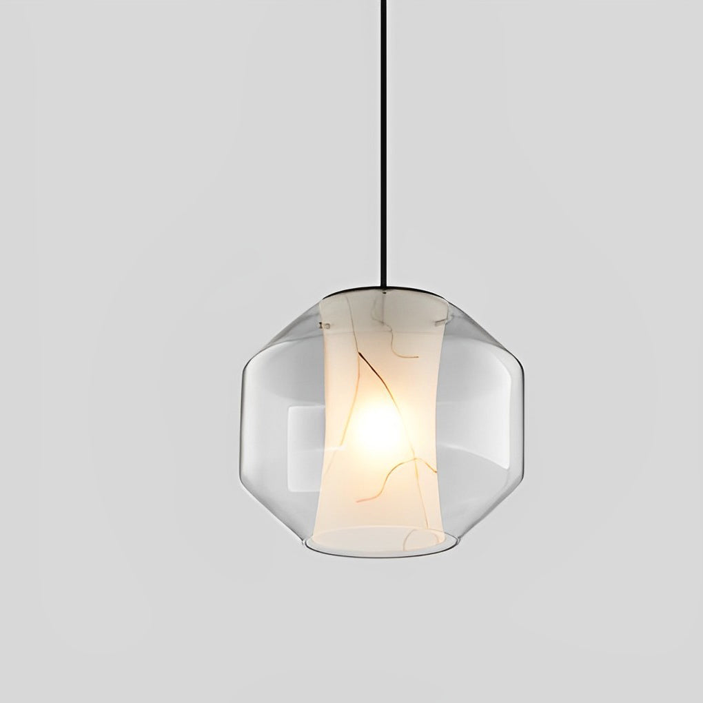 Double Glass Pendant Light Modern Marble Effect Chandelier