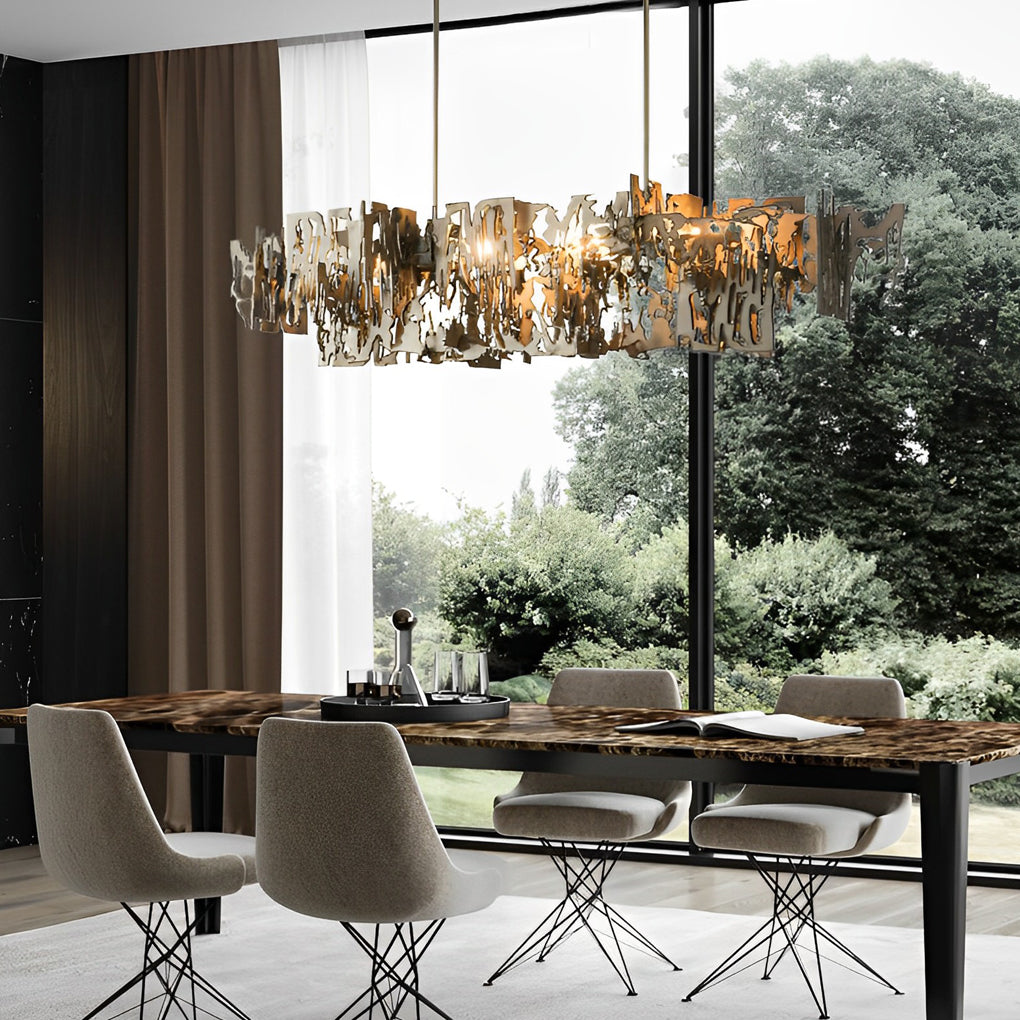Modern Hollow Metal LED Chandelier for Dining Room