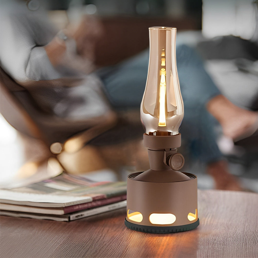 Portable LED Kerosene Style Glass Table Lamp with Gravity Sensor