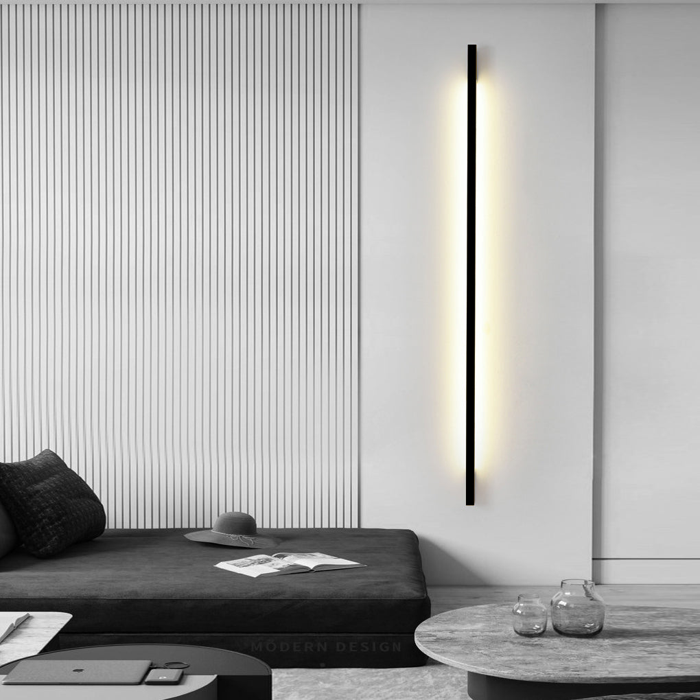 Minimalist LED Strip Wall Light with 3-Step Dimming - Black Iron