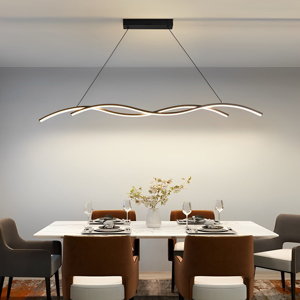 Double Wave Modern LED Pendant Light in Black or White