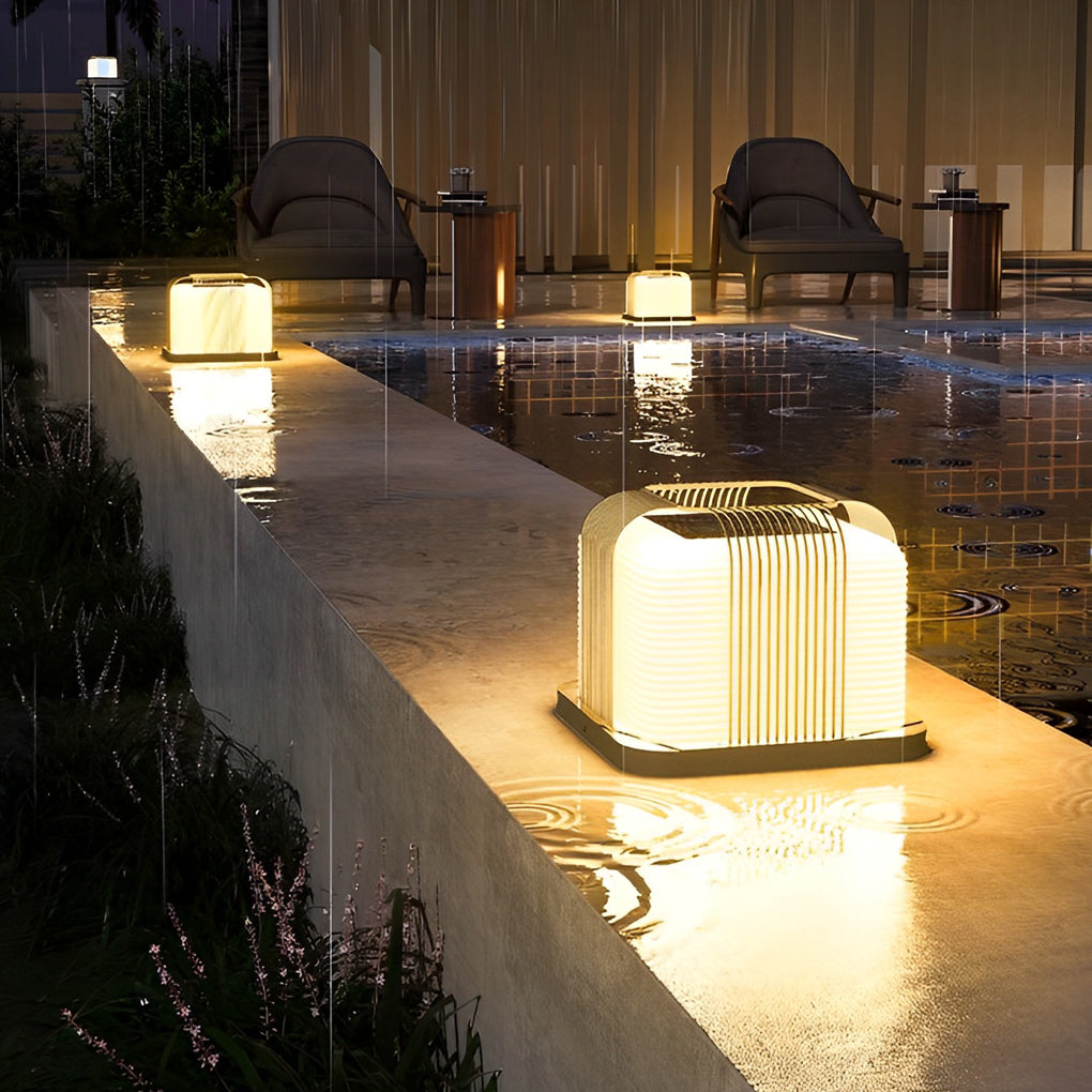 Modern Square LED Outdoor Post Light - Stainless Steel & PE Shade
