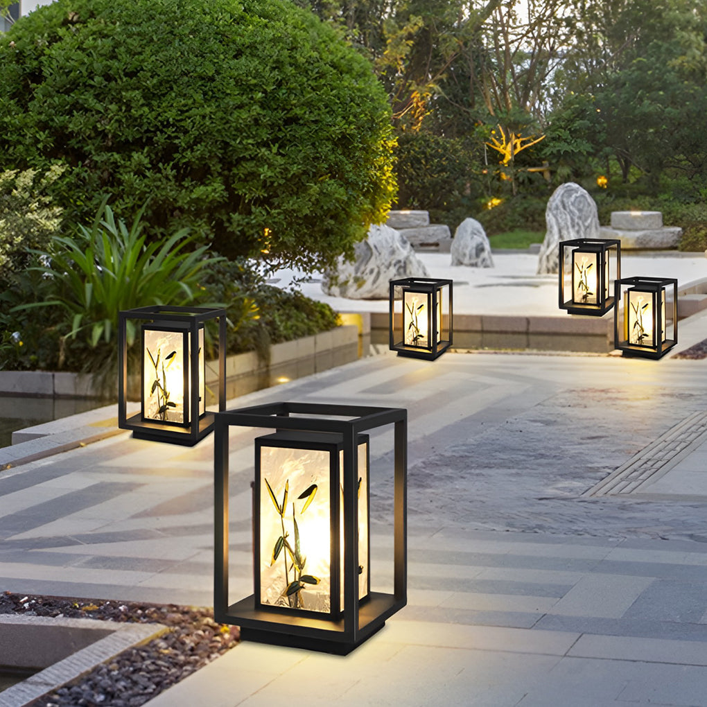 Artistic Solar LED Pathway Lights with Landscape Pattern Design