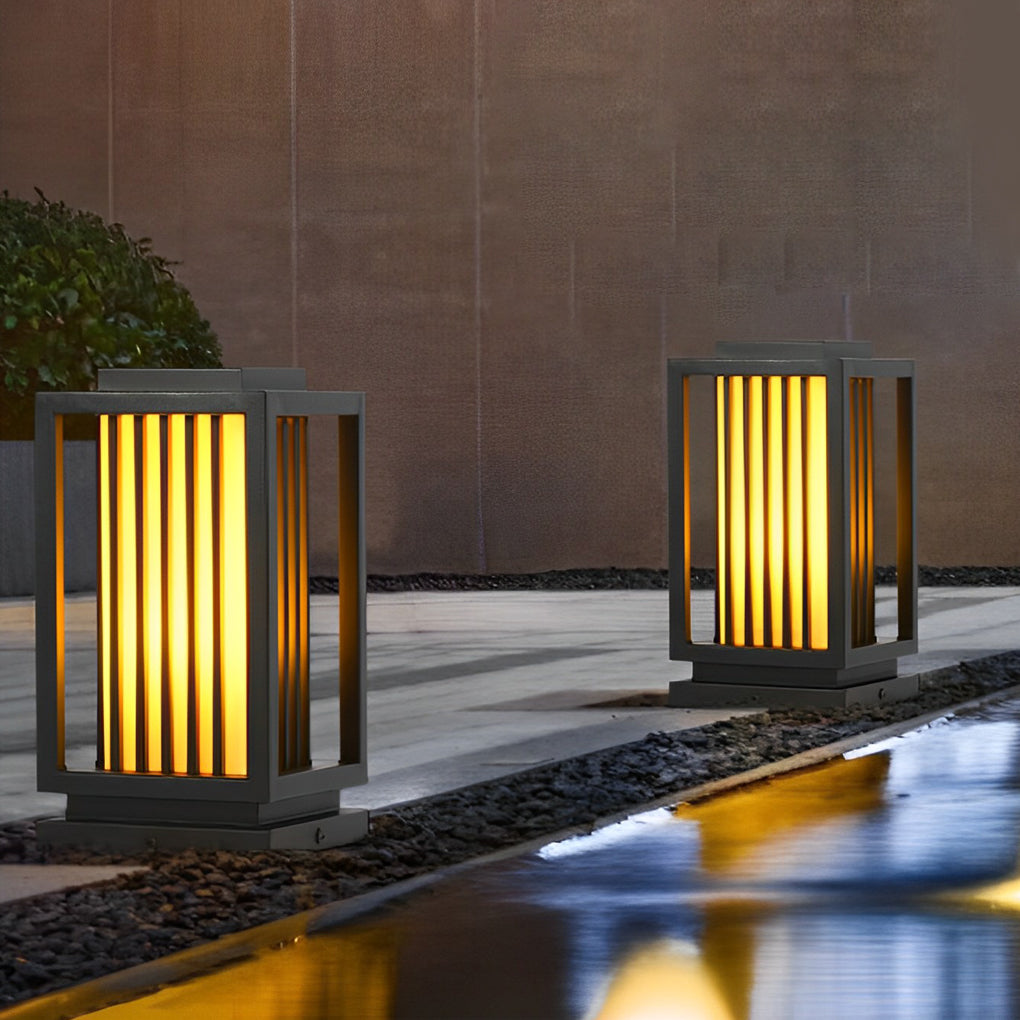 Modern Black Cage LED Pathway Lawn Light for Outdoor Landscape