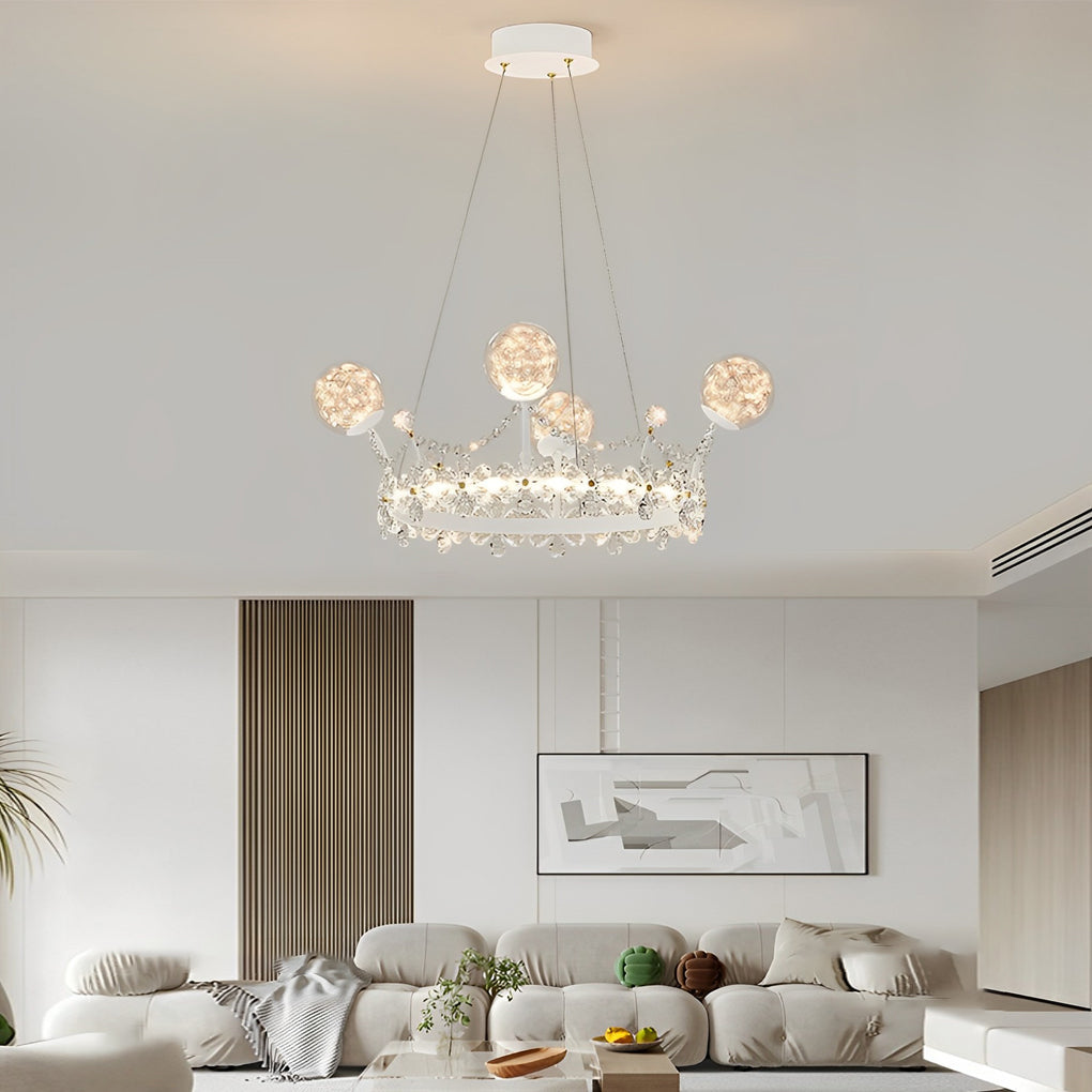 Modern Crystal Glass Chandelier with Flower Decor & 3-Step Dimming