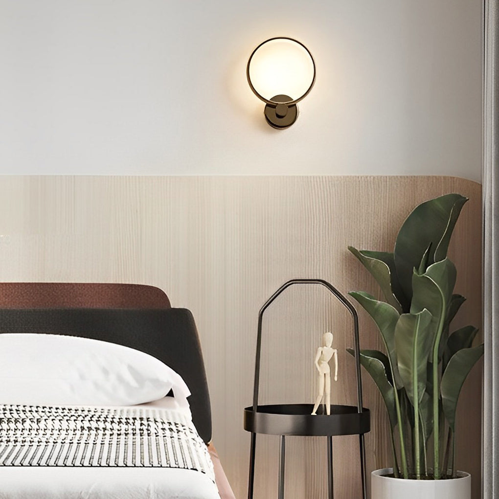 Modern Circular Aluminum LED Wall Sconce with Acrylic Shade