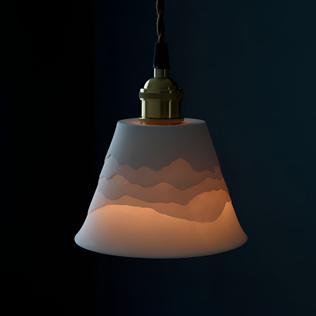 Nordic Ceramic Pendant Light with Mountain Shadow Design