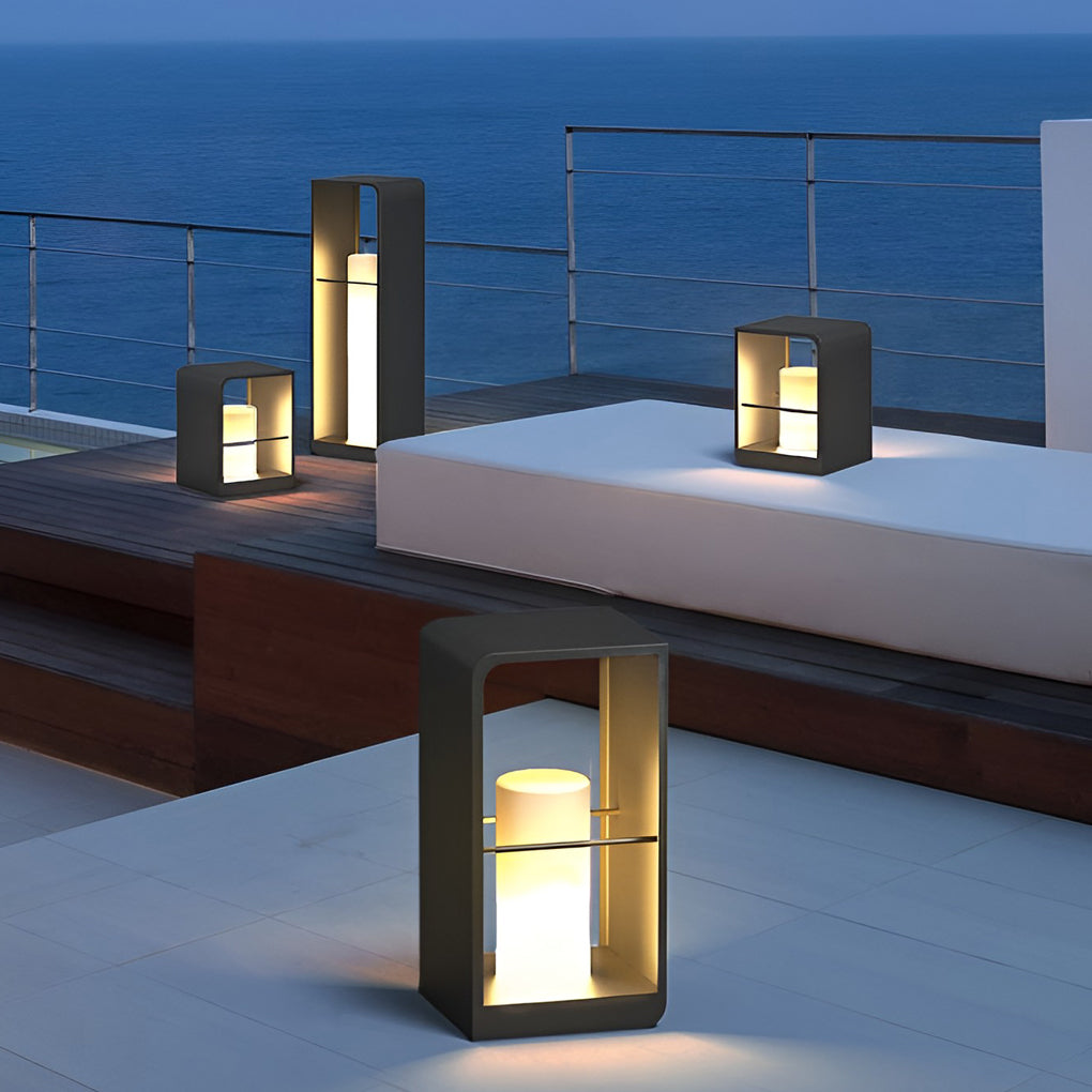 Rectangular Waterproof Modern Solar LED Outdoor Lantern