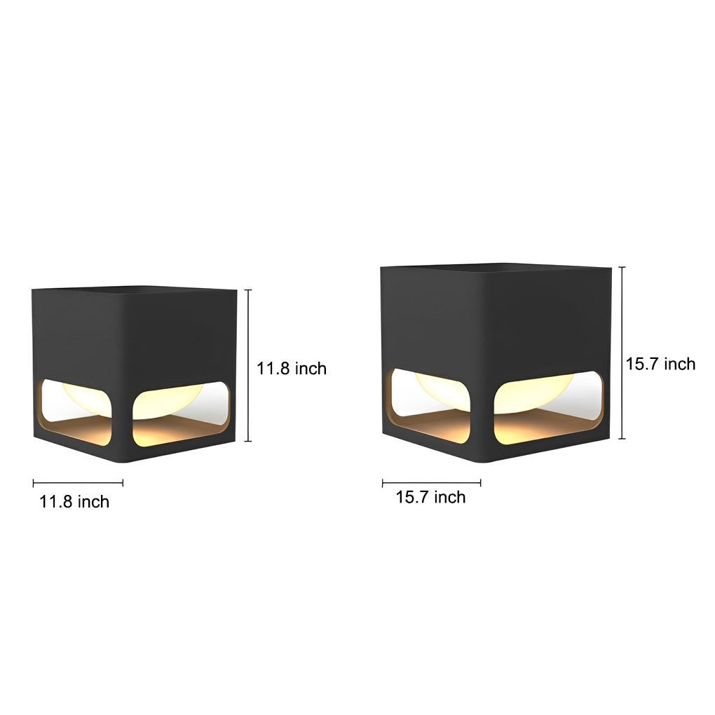 Square Waterproof Planter Post Light Modern Black Outdoor LED