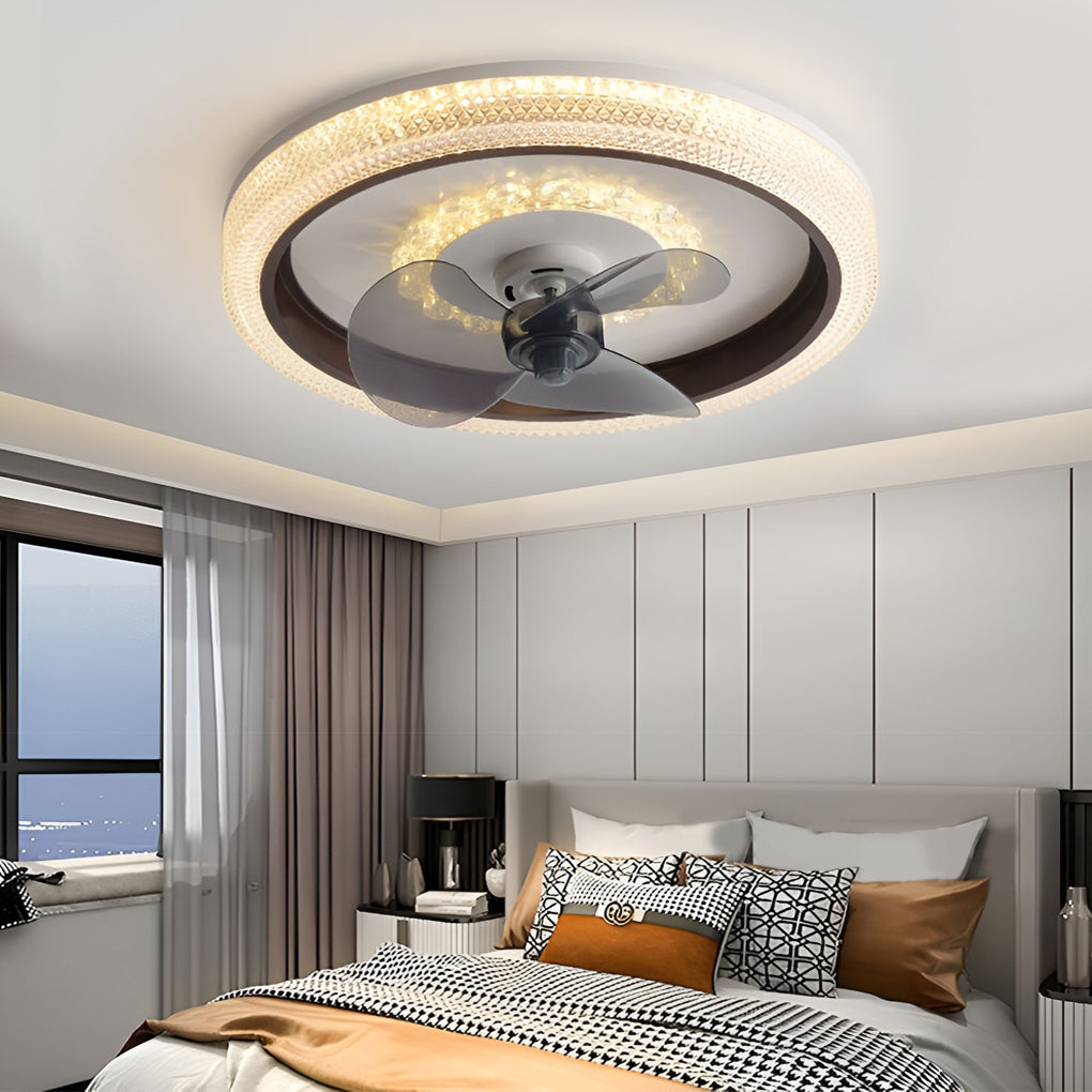 Modern LED Ceiling Fan Light with Dimmable Remote & 360° Rotation