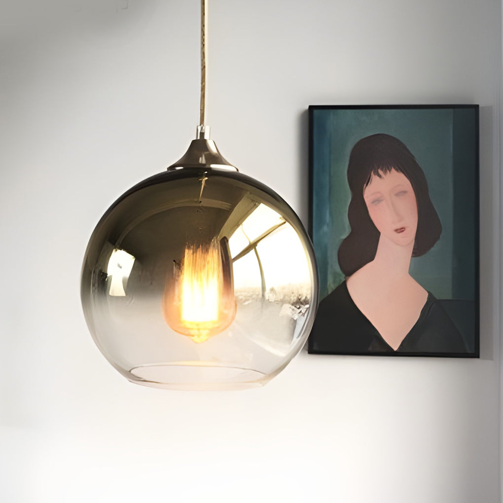 Modern Globe Glass Pendant Light Industrial Single Ceiling Fixture