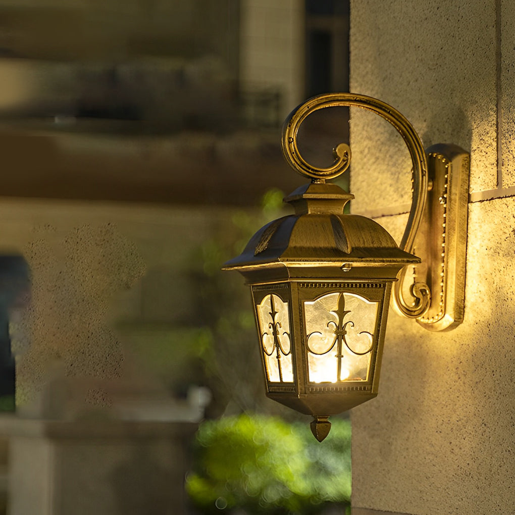 Retro European Outdoor Wall Light - Die-Cast Aluminum & Glass