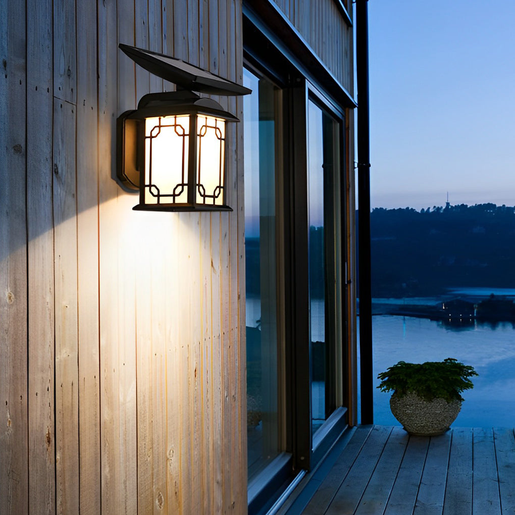 Modern Solar LED Outdoor Wall Light with Remote – Dimmable &