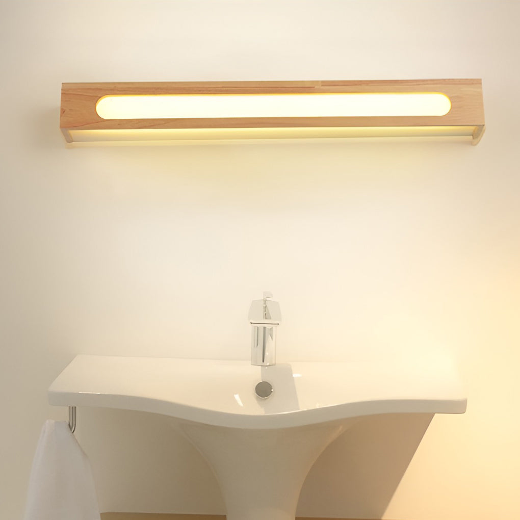 Rectangular Wood LED Wall Sconce Mirror Light Nordic Minimalist