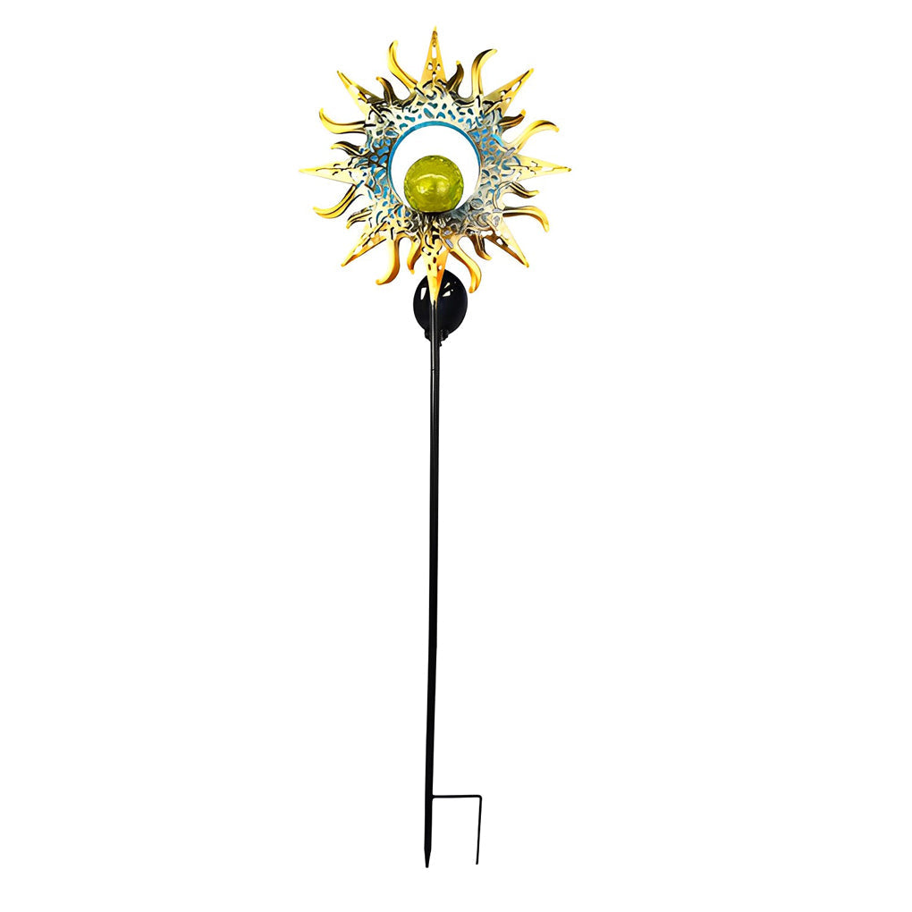 Solar Garden Stake Light with Hollow Iron Frame & Glass Globe