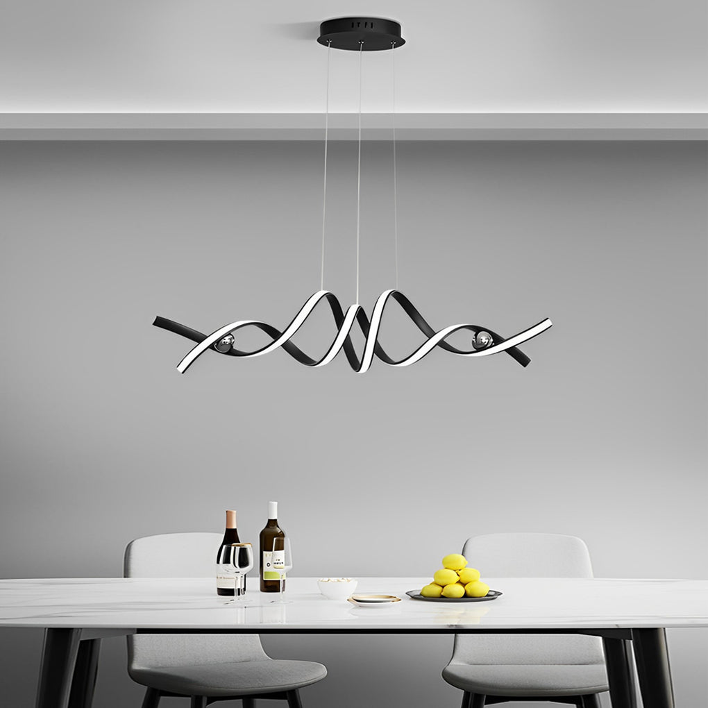 Modern Wave Twisted LED Pendant Light Stepless Dimming Aluminum