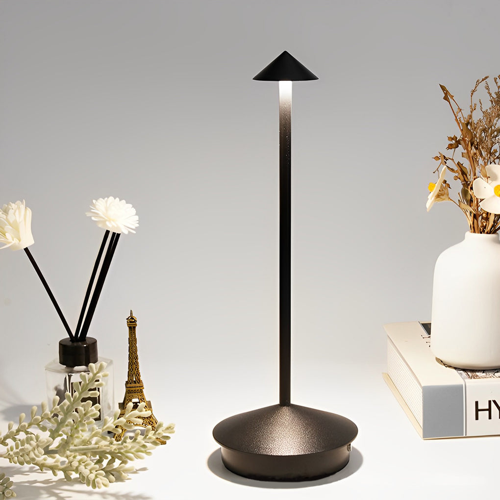 Modern Triangle LED Table Lamp Dimmable Rechargeable Aluminum