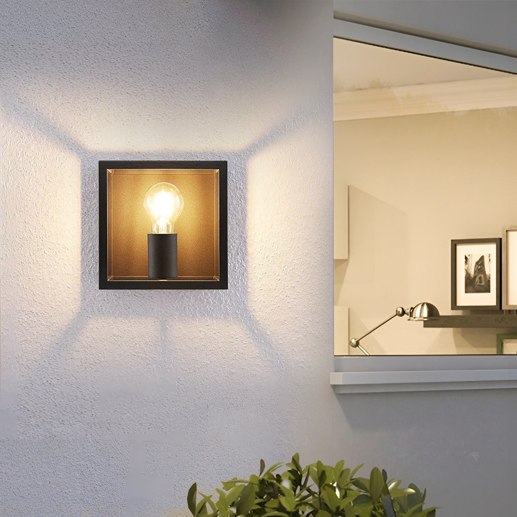 Modern Square Frame Industrial Wall Sconce | Iron Finish