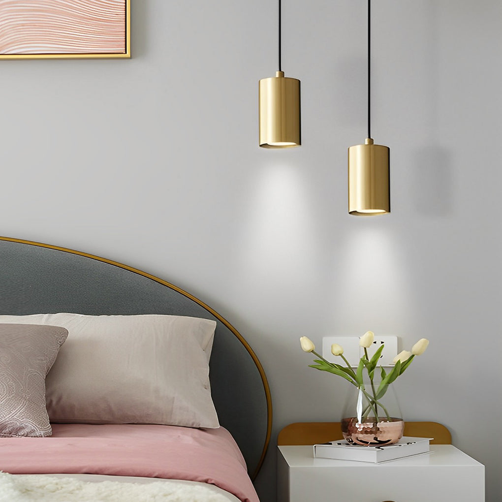 Cylindrical Copper Pendant Light - Modern Minimalist Spotlight