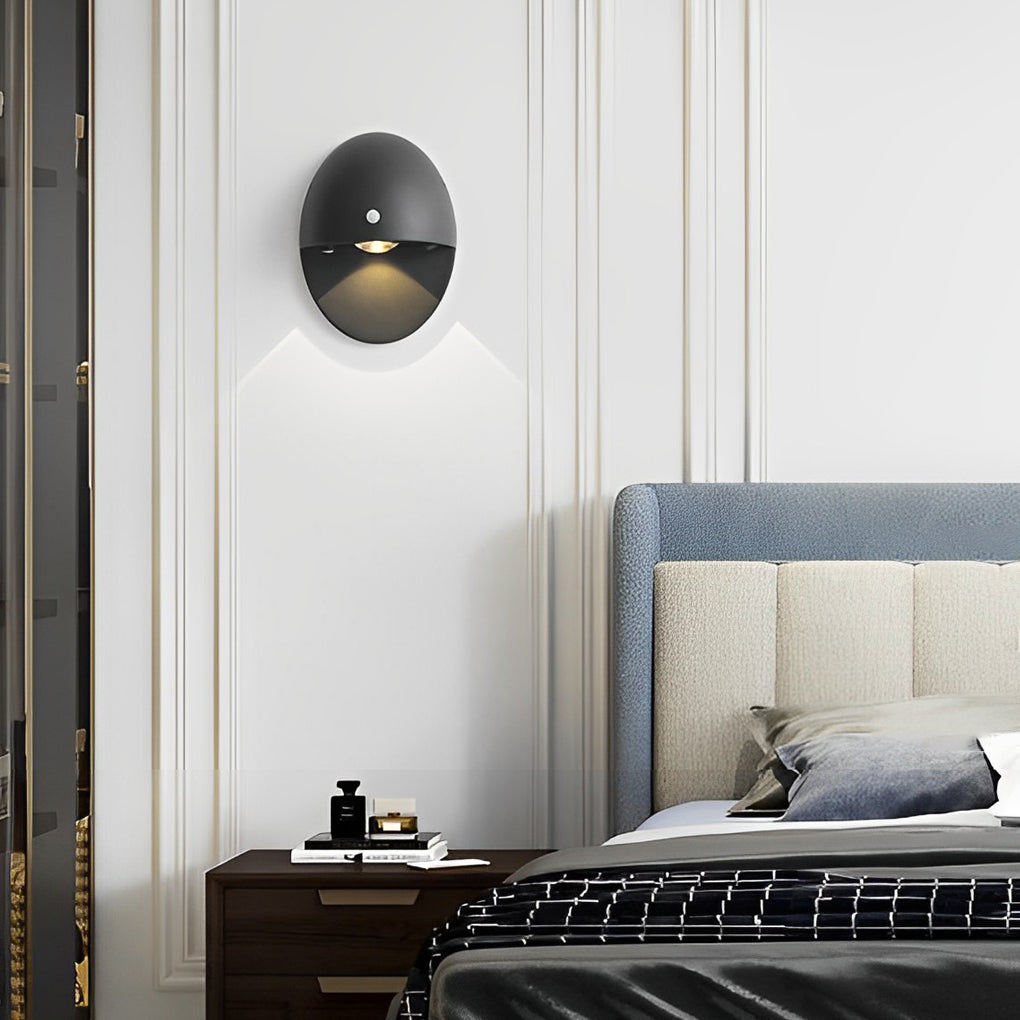 Oval Motion Sensor Rechargeable LED Wall Lamp - Aluminum