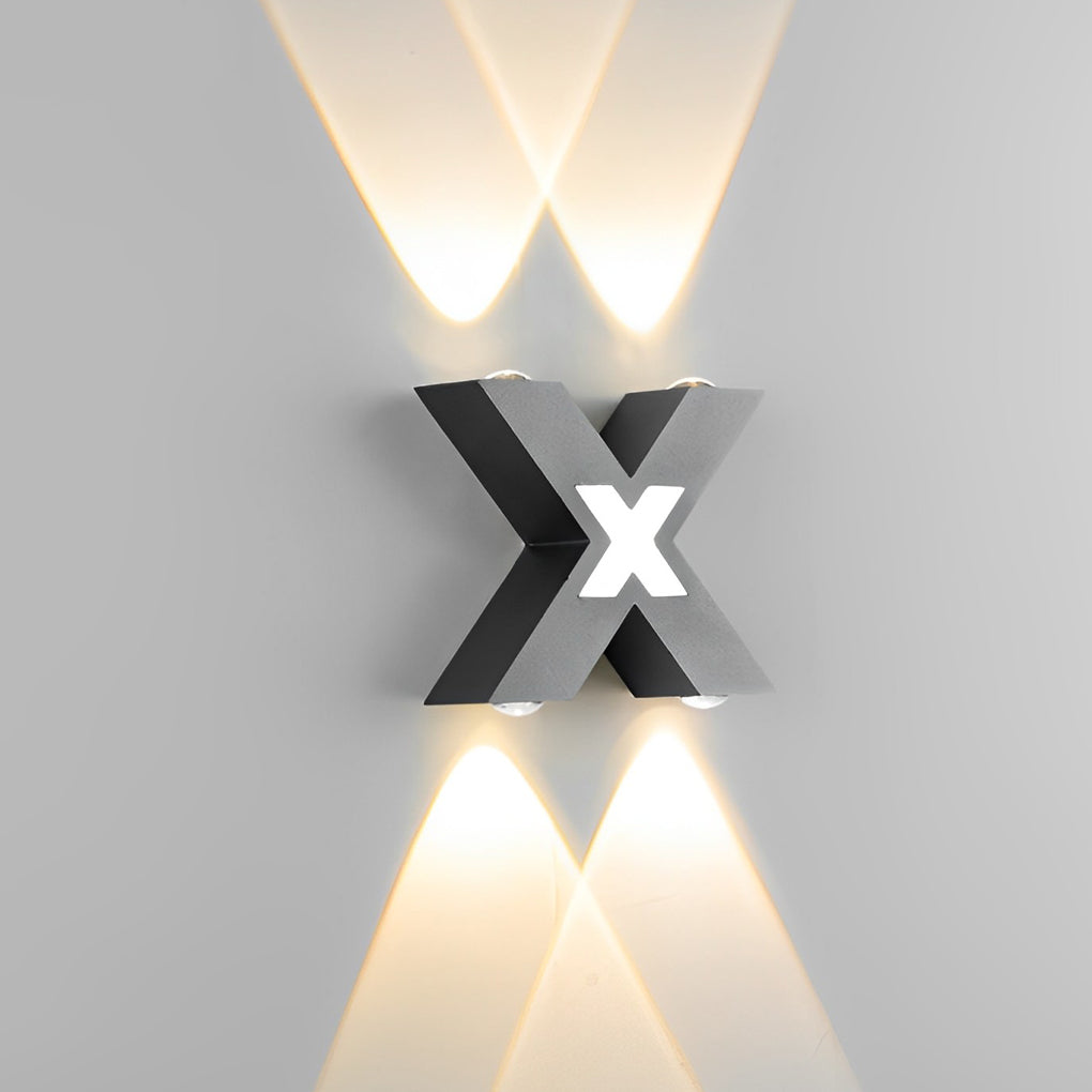 X-Shape Waterproof LED Aluminum Outdoor Wall Light - Modern Black