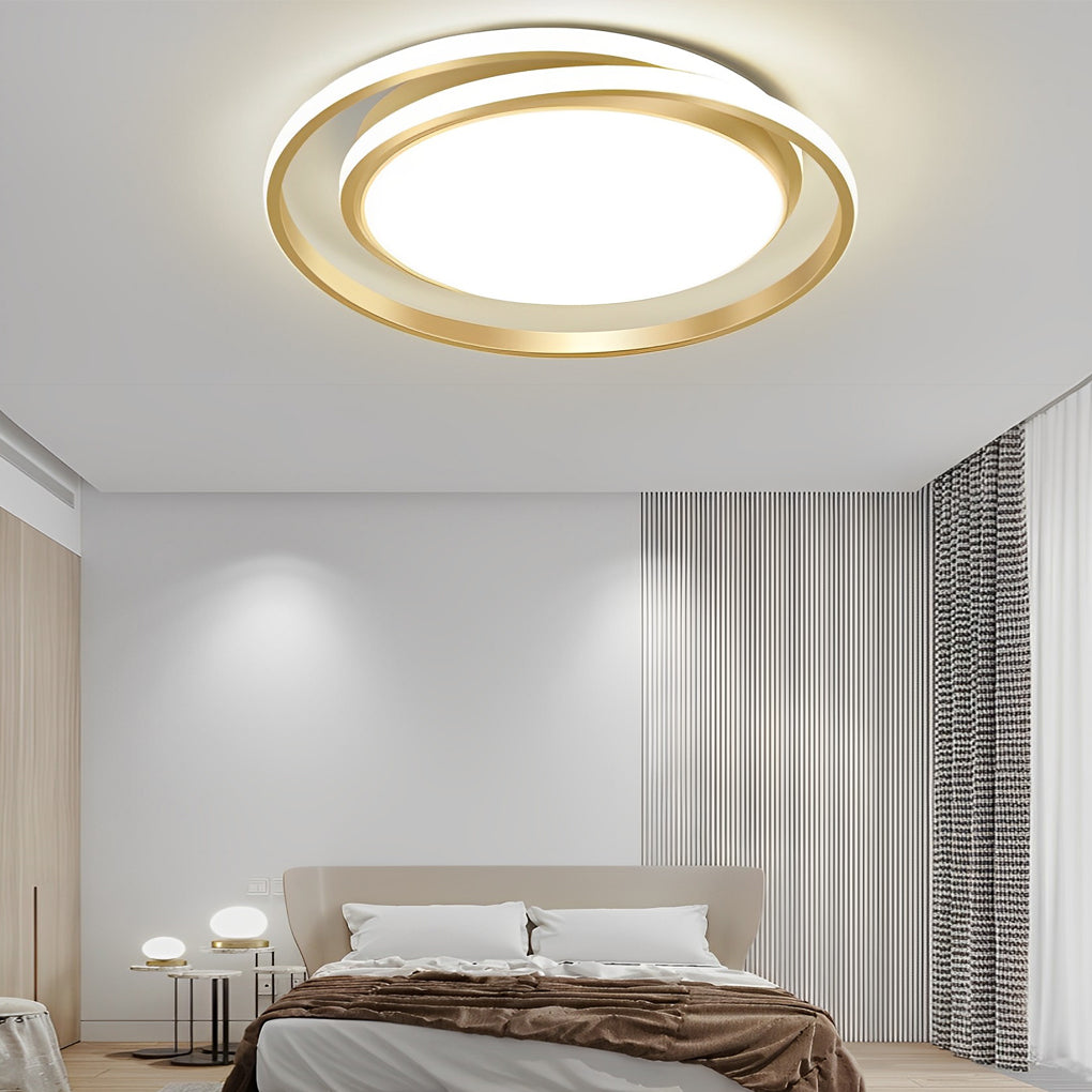 Modern Circular LED Flush Mount Ceiling Light with Dimming Remote