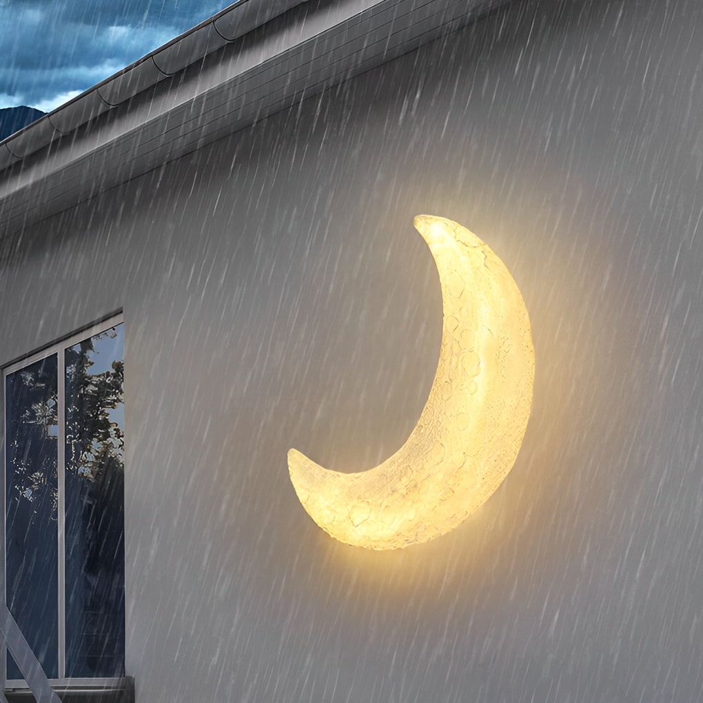Moon Resin Waterproof LED Outdoor Wall Sconce Modern White