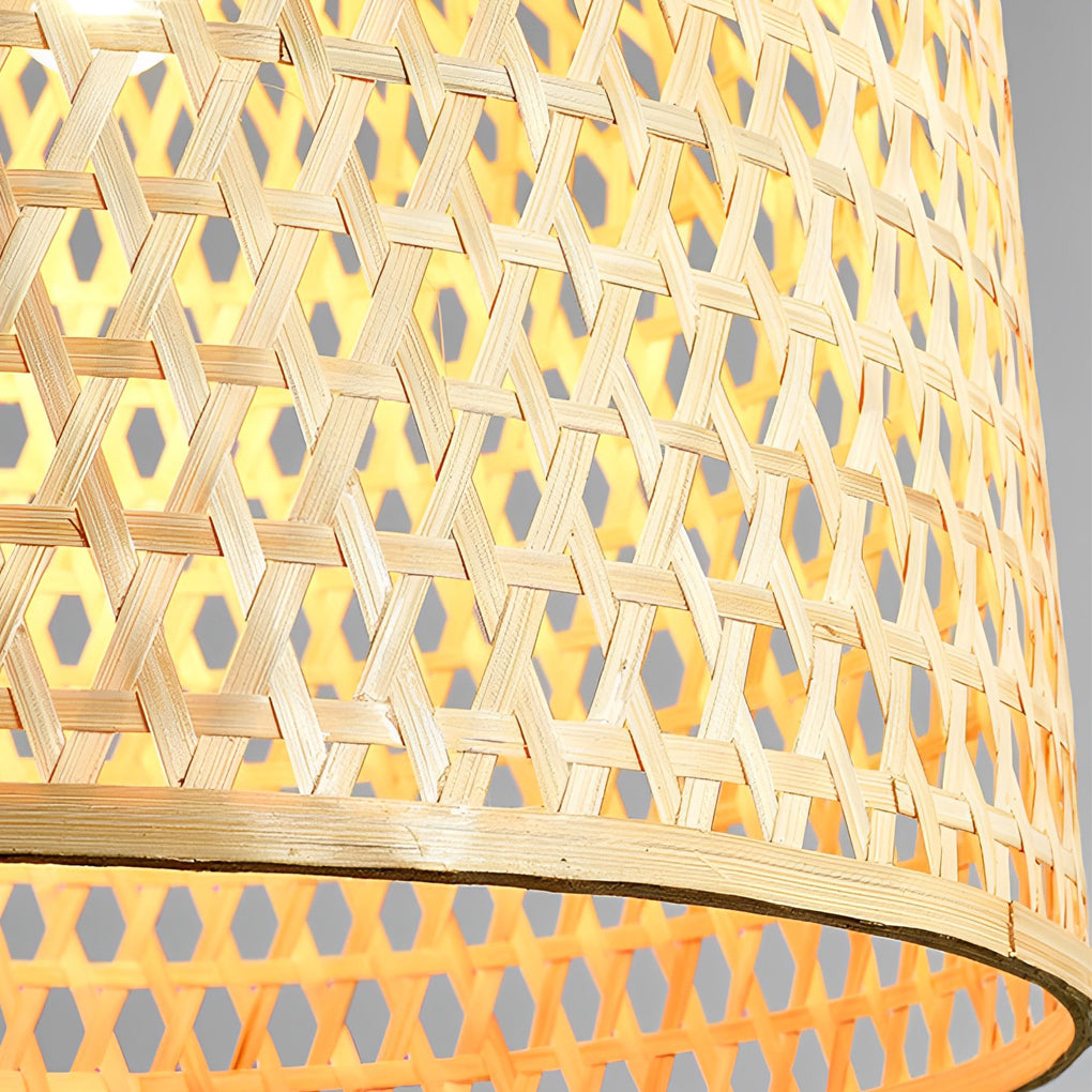 Hand-Woven Bamboo Pendant Light - Natural Round Ceiling Fixture