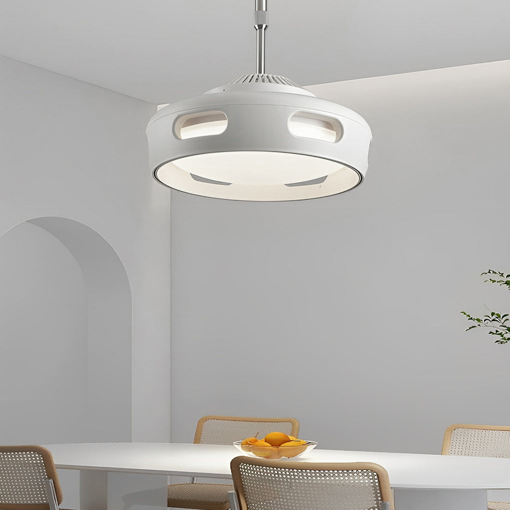 Smart Dimmable Bladeless Ceiling Fan Light with LED - White